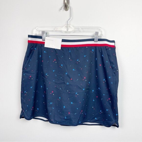 NWT *LADY HAGEN | Women's Contrast Trim Golf Skort in Red and Blue Stars Print - Picture 2 of 7